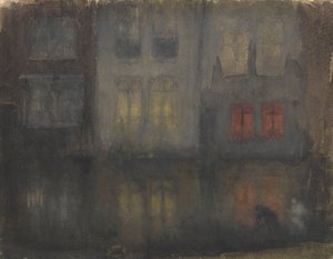 Nocturne- Sort og rød- Back Canal, Holland af James Abbott McNeill Whistler